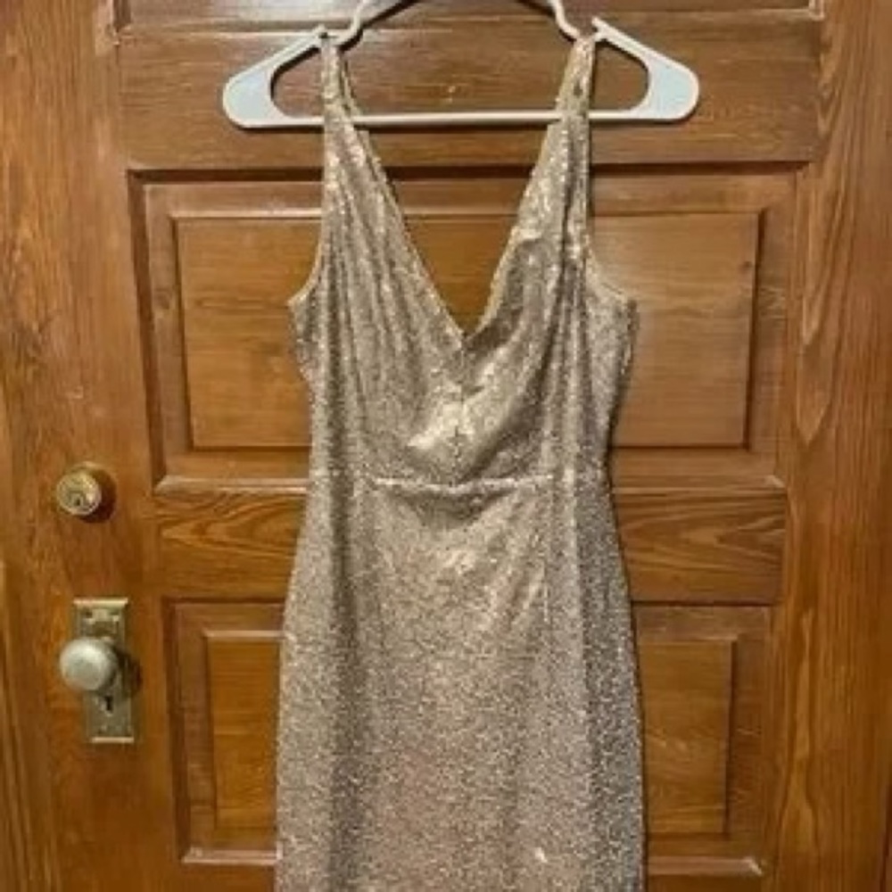 Lulu’s Sparkly Gold Mini Party Dress - Picture 2 of 3